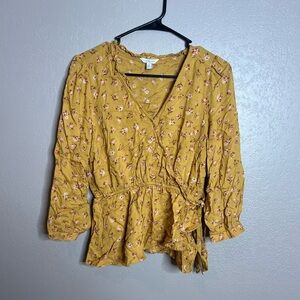 Lucky Brand Mustard Floral Top
